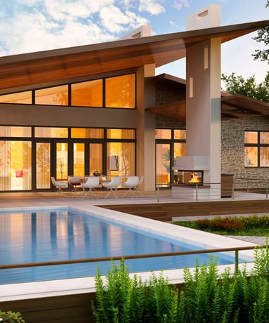 fancy house with a pool