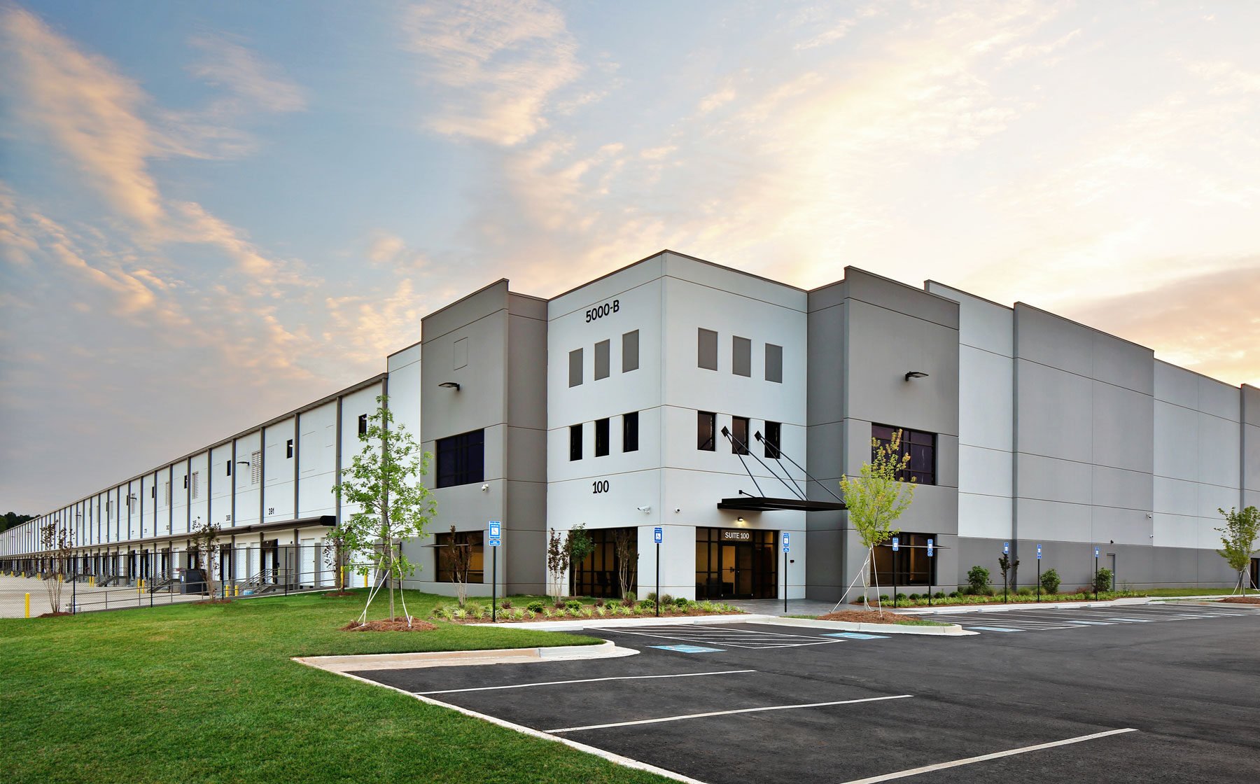 large gray and white commercial facility