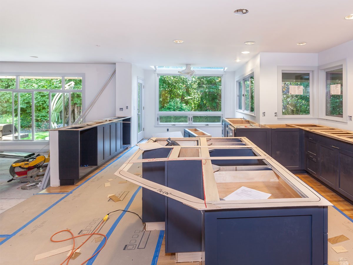 kitchen renovation project installing new countertops
