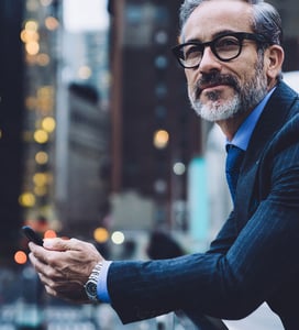 Businessman contemplating