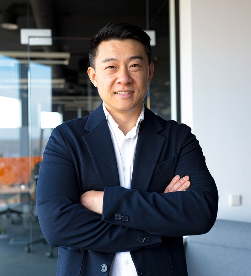 Businessman smiling while looking at the camera