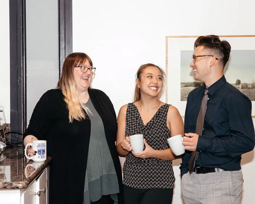Employees during coffee break