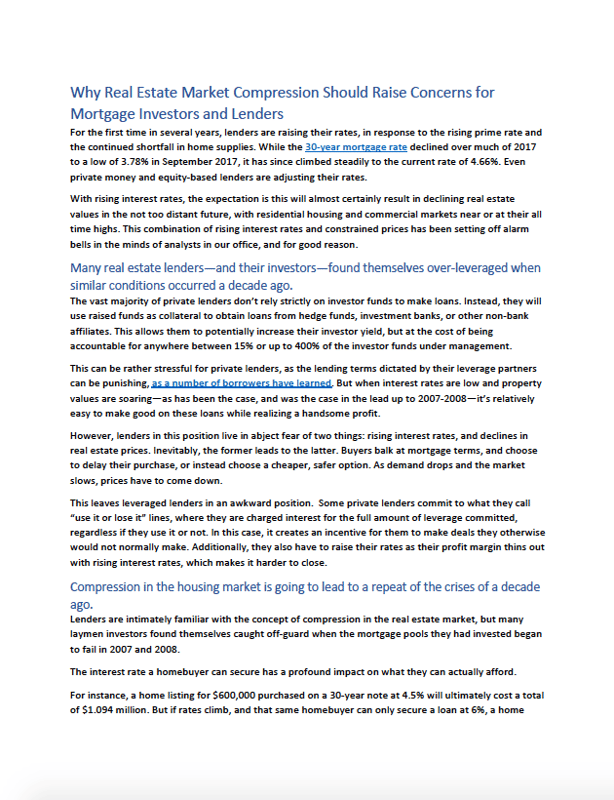 Why Real Estate Market Compression Should Raise Concerns for Mortgage Investors and Lenders